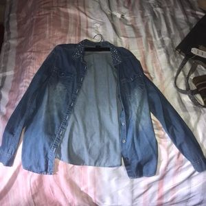 Denim Shirt with jewels on collar
